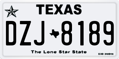 TX license plate DZJ8189