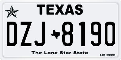 TX license plate DZJ8190