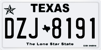 TX license plate DZJ8191