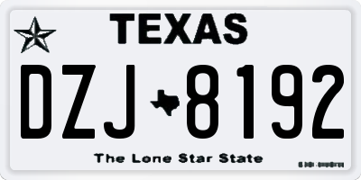 TX license plate DZJ8192