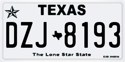 TX license plate DZJ8193