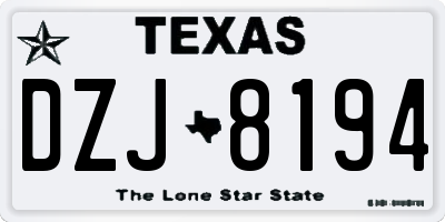 TX license plate DZJ8194