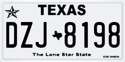 TX license plate DZJ8198