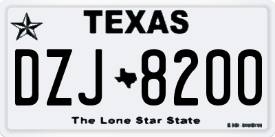 TX license plate DZJ8200