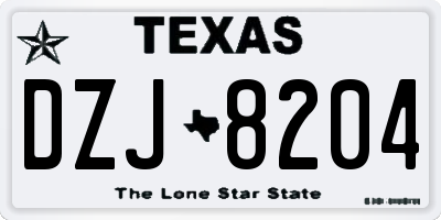 TX license plate DZJ8204