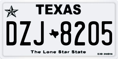 TX license plate DZJ8205