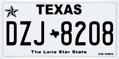 TX license plate DZJ8208