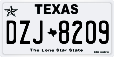 TX license plate DZJ8209