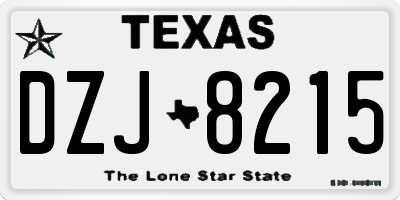 TX license plate DZJ8215