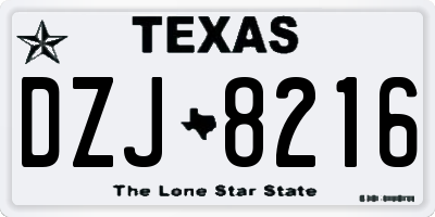 TX license plate DZJ8216