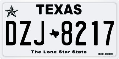 TX license plate DZJ8217