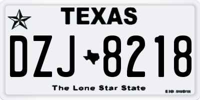 TX license plate DZJ8218