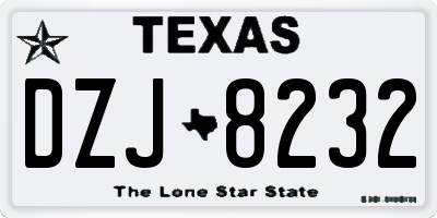 TX license plate DZJ8232