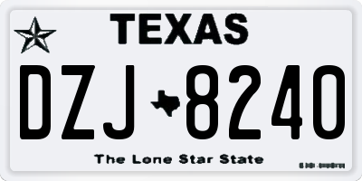 TX license plate DZJ8240