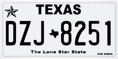 TX license plate DZJ8251