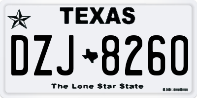 TX license plate DZJ8260
