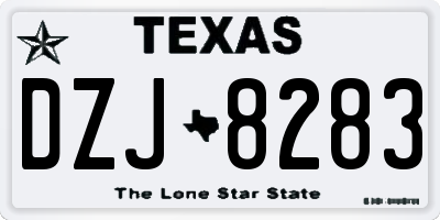 TX license plate DZJ8283