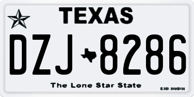 TX license plate DZJ8286