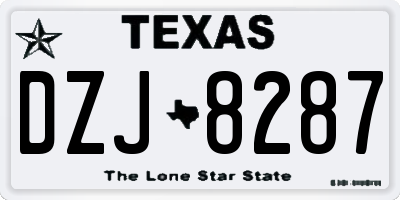 TX license plate DZJ8287