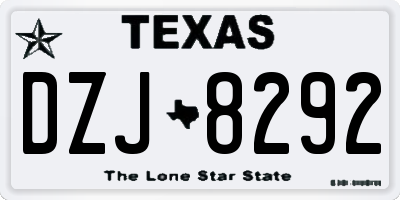 TX license plate DZJ8292