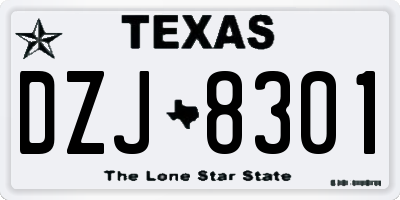 TX license plate DZJ8301