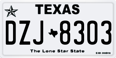 TX license plate DZJ8303