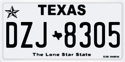 TX license plate DZJ8305