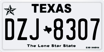 TX license plate DZJ8307