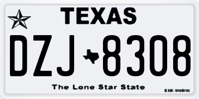 TX license plate DZJ8308