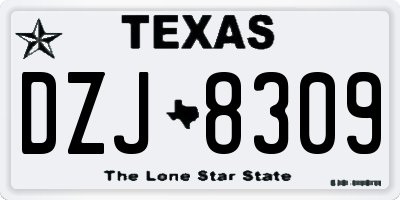 TX license plate DZJ8309