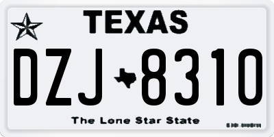 TX license plate DZJ8310