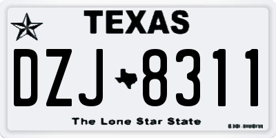 TX license plate DZJ8311