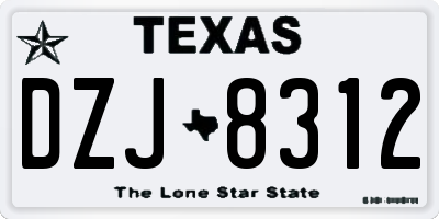 TX license plate DZJ8312