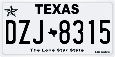 TX license plate DZJ8315