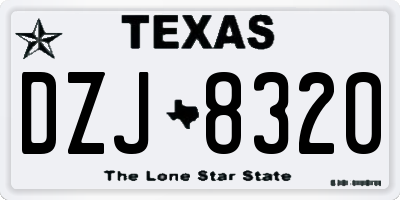 TX license plate DZJ8320