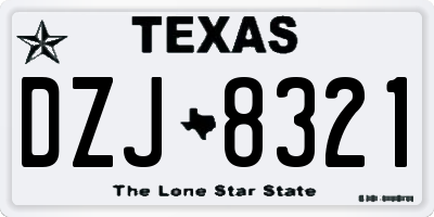 TX license plate DZJ8321
