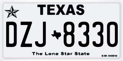 TX license plate DZJ8330