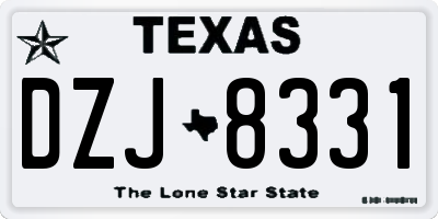 TX license plate DZJ8331