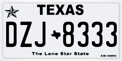 TX license plate DZJ8333