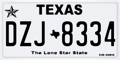 TX license plate DZJ8334