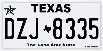 TX license plate DZJ8335
