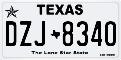 TX license plate DZJ8340