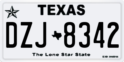 TX license plate DZJ8342