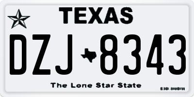 TX license plate DZJ8343