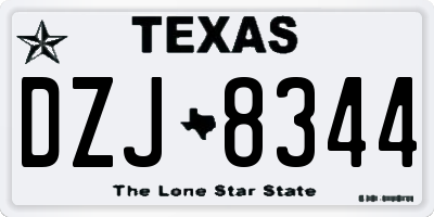 TX license plate DZJ8344