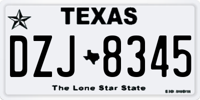 TX license plate DZJ8345