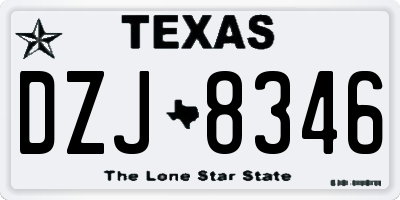 TX license plate DZJ8346