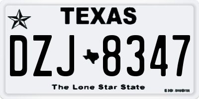 TX license plate DZJ8347