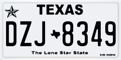 TX license plate DZJ8349
