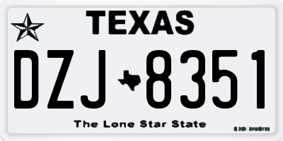 TX license plate DZJ8351
